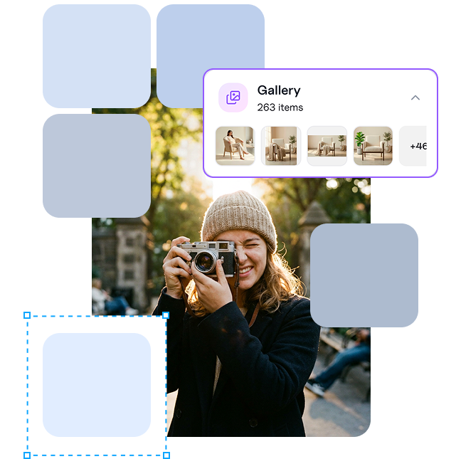 Gallery of creative outputs and reusable workflow templates