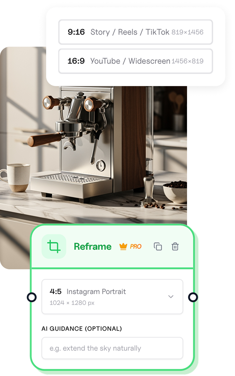 Reframing one creative for multiple social channel sizes