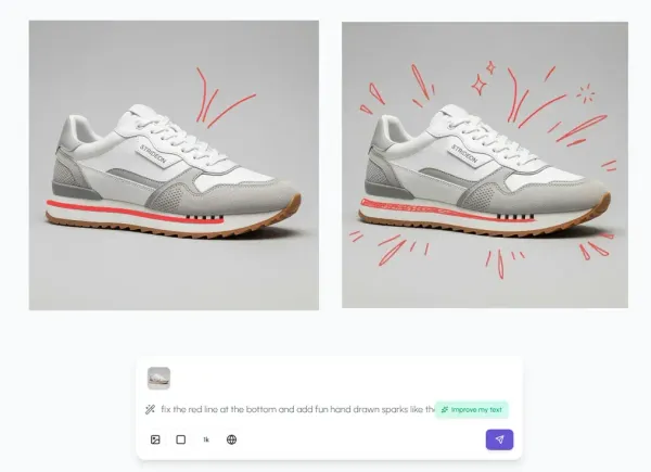 Editing a product image with AI on the Hiding Elephant canvas